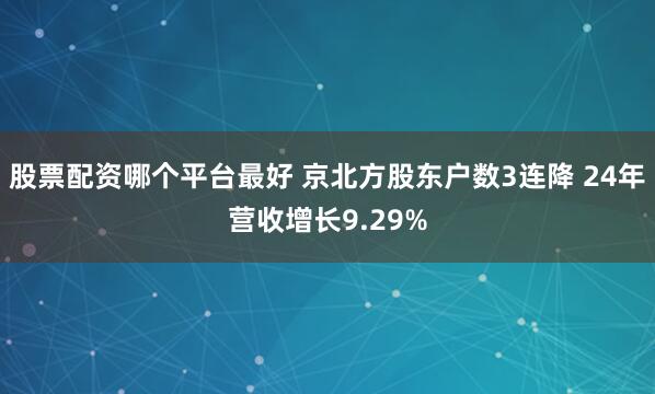 股票配资哪个平台最好 京北方股东户数3连降 24年营收增长9.29%