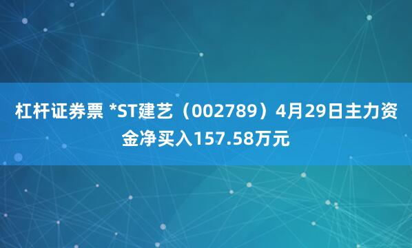 杠杆证券票 *ST建艺（002789）4月29日主力资金净买入157.58万元